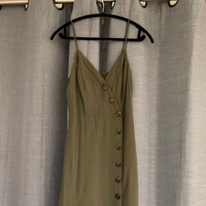 Army Green Side Button Down Dress